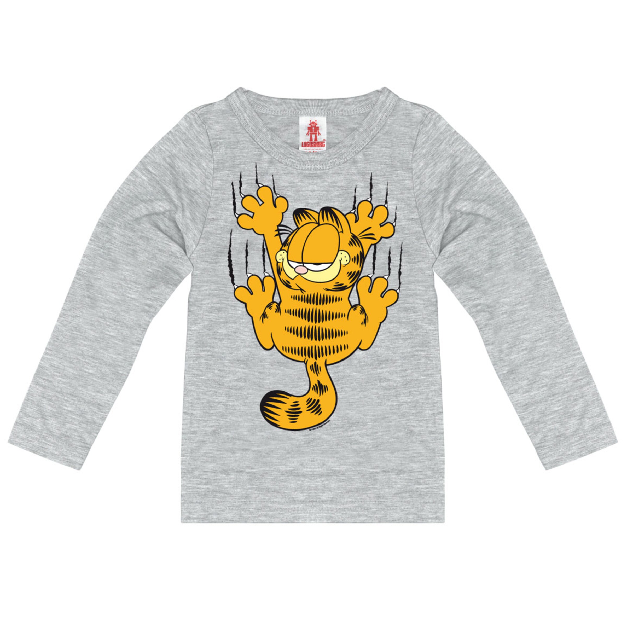 LOGOSHIRT Longsleeve 'Garfield' in Grau: Vorderseite