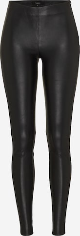 SELECTED FEMME Pants 'SFSYLVIA MW STRETCH LEATHER' in Black: front
