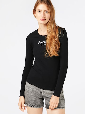 T-shirt 'NEW VIRGINIA L/S' Pepe Jeans en noir : devant