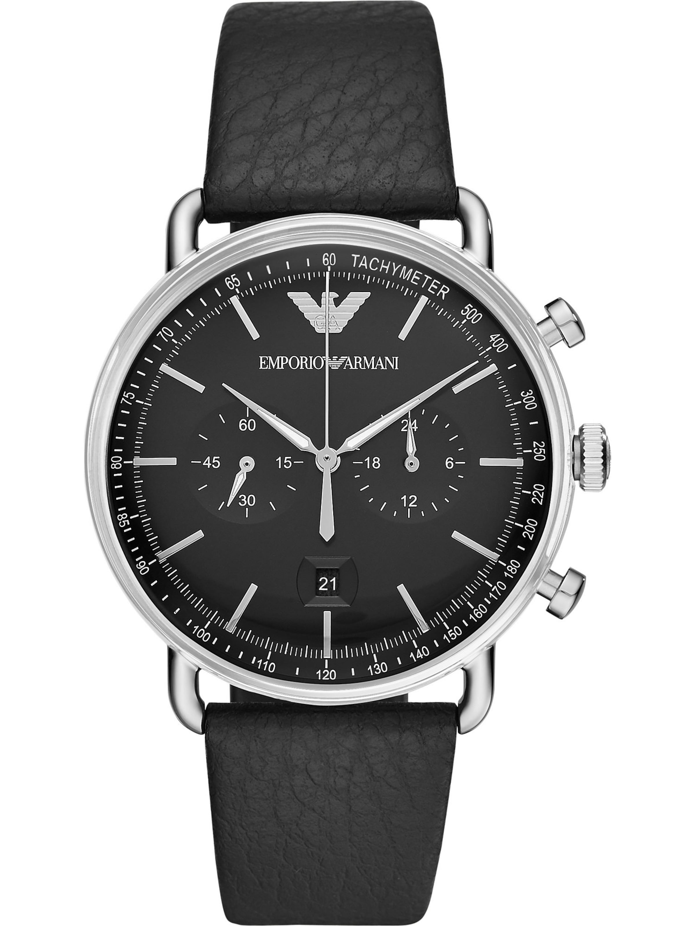 Emporio Armani - Reloj analógico en negro: frente