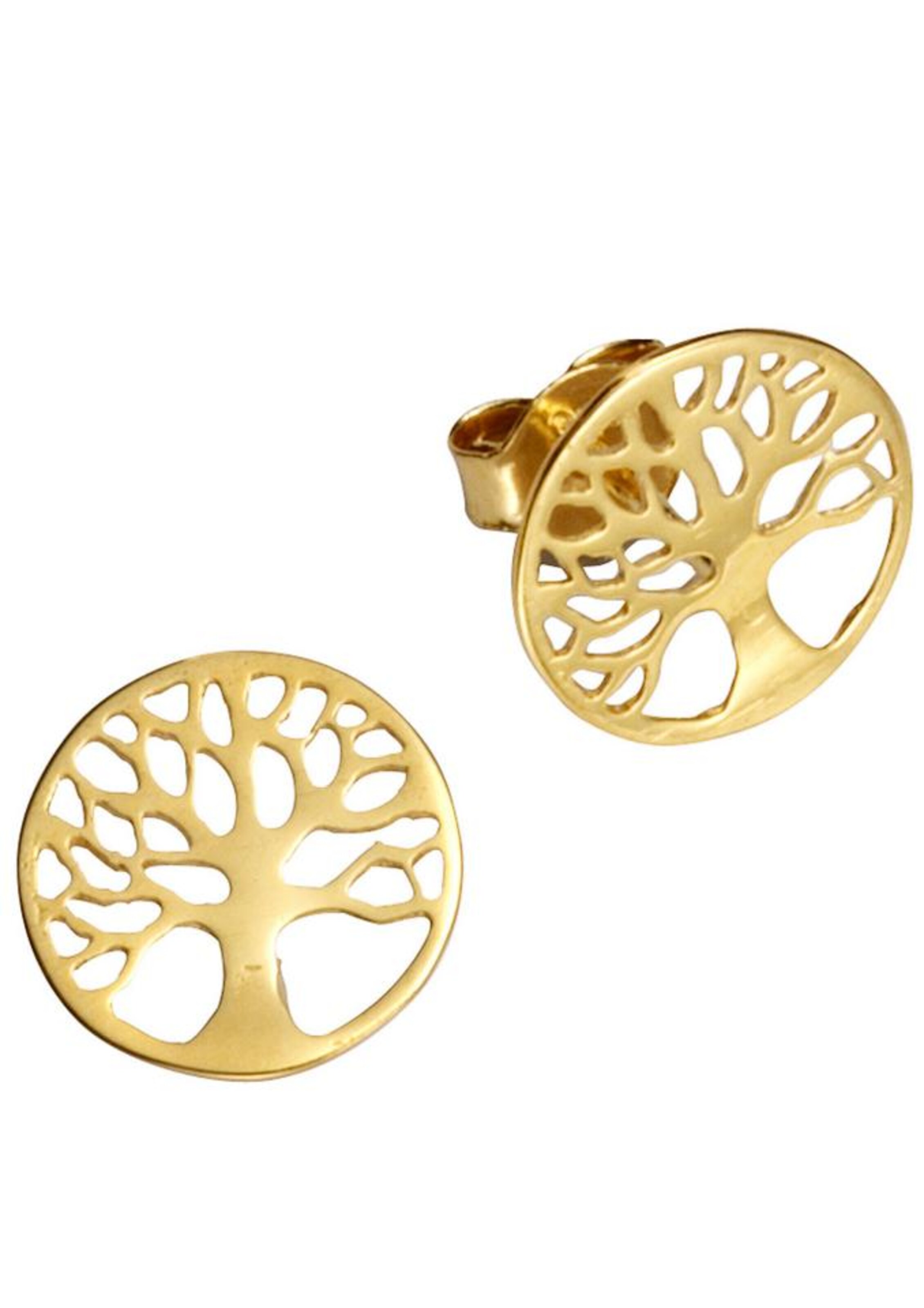 FIRETTI Ohrstecker 'Lebensbaum' in Gold: Vorderseite
