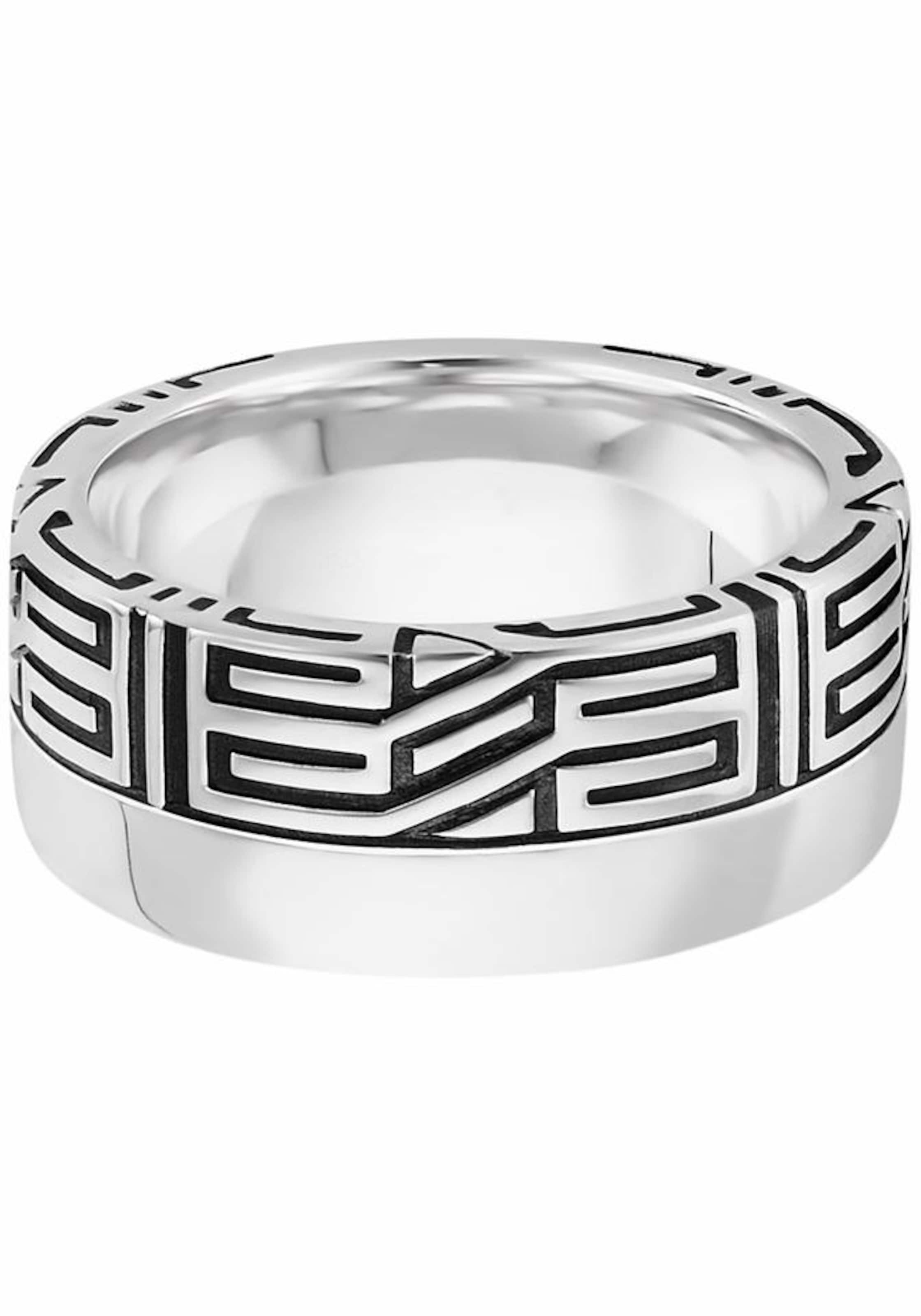 Bague 'black meander' caï en argent : devant