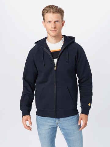 Carhartt WIP Zip-Up Hoodie 'Chase' in Blue: front