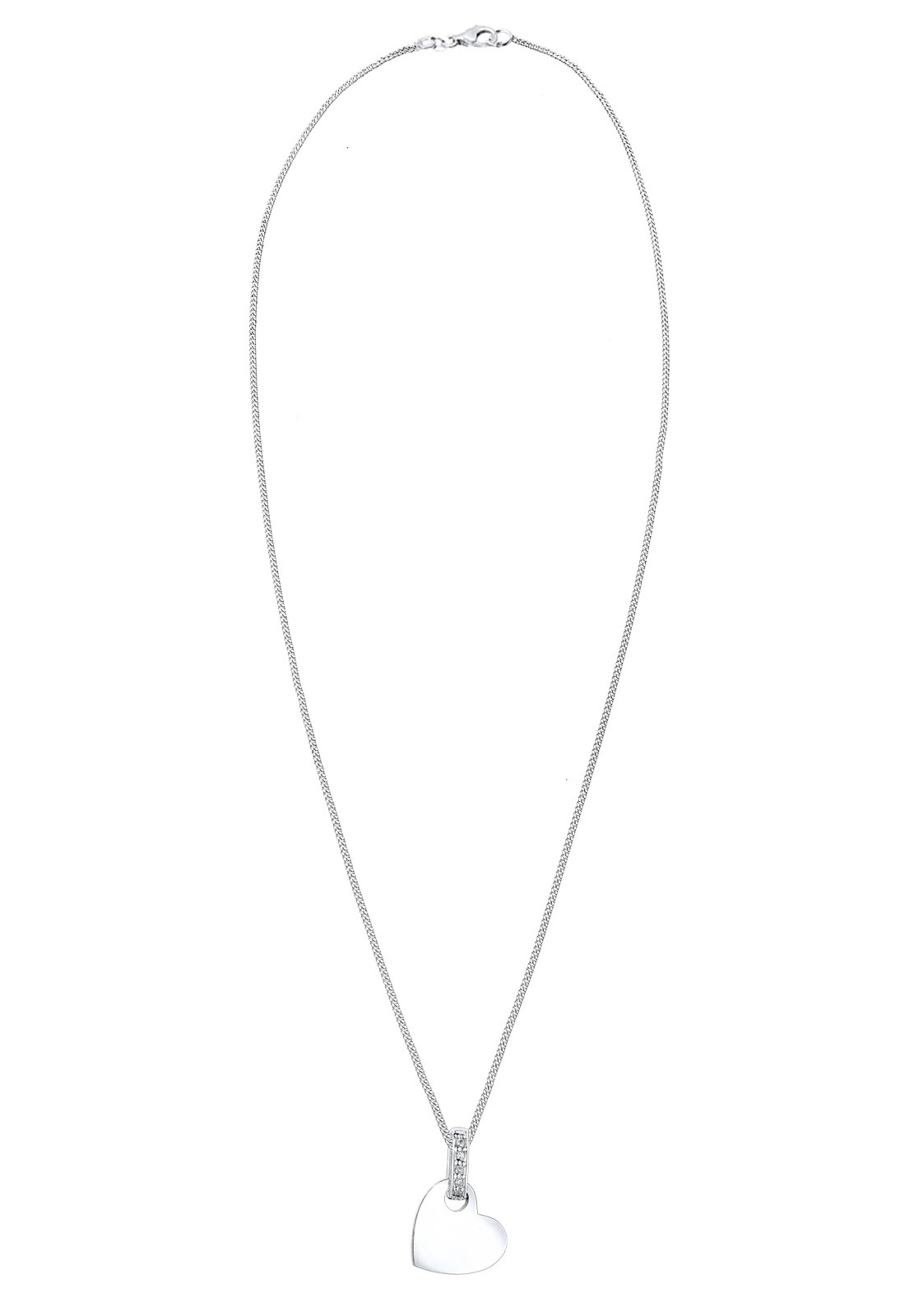 Elli DIAMONDS Ketting 'Herz' in Zilver: voorkant