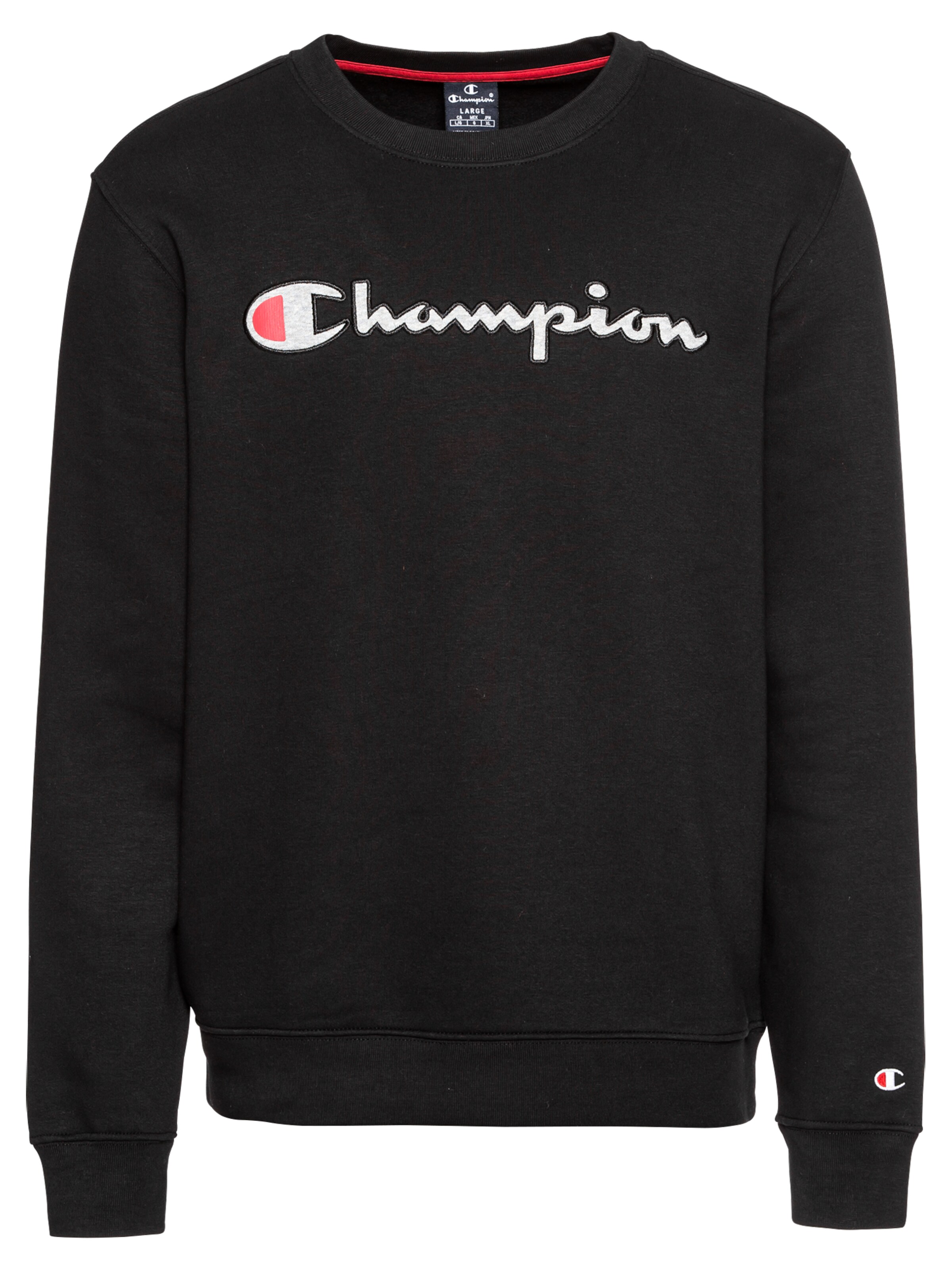 Champion Authentic Athletic Apparel Sweatshirt 'Crewneck Sweatshirt' in schwarz / weiß ABOUT YOU