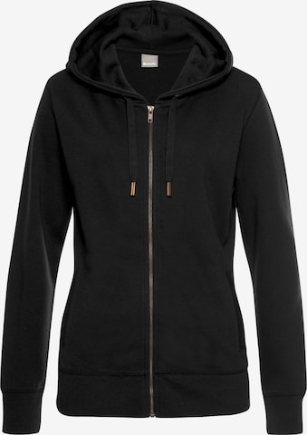 BENCH Zip-Up Hoodie in Black: front