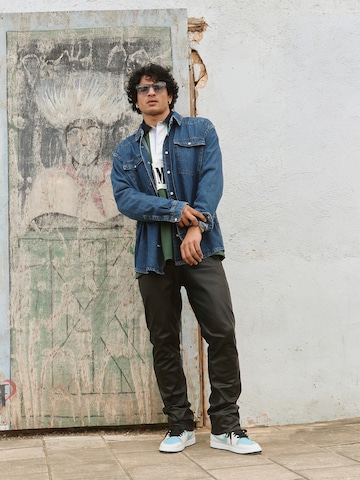 Denim Jacket & Striped Polo Look