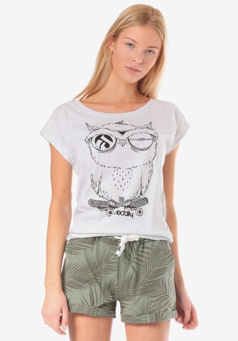 Iriedaily - Camisa 'Skateowl 2' em branco: frente