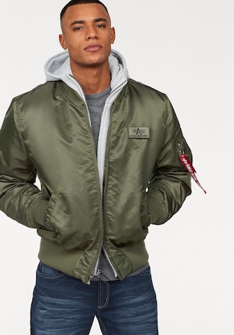 ALPHA INDUSTRIES Prehodna jakna 'MA-1 D-Tec' | zelena barva: sprednja stran