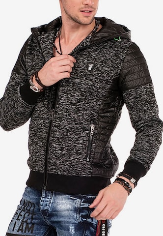 CIPO & BAXX Strickjacke CL310 mit lässiger Kapuze in Grau: predná strana