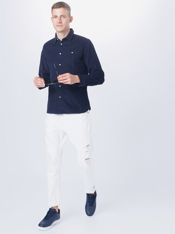 KnowledgeCotton Apparel Regular fit Button Up Shirt in Blue