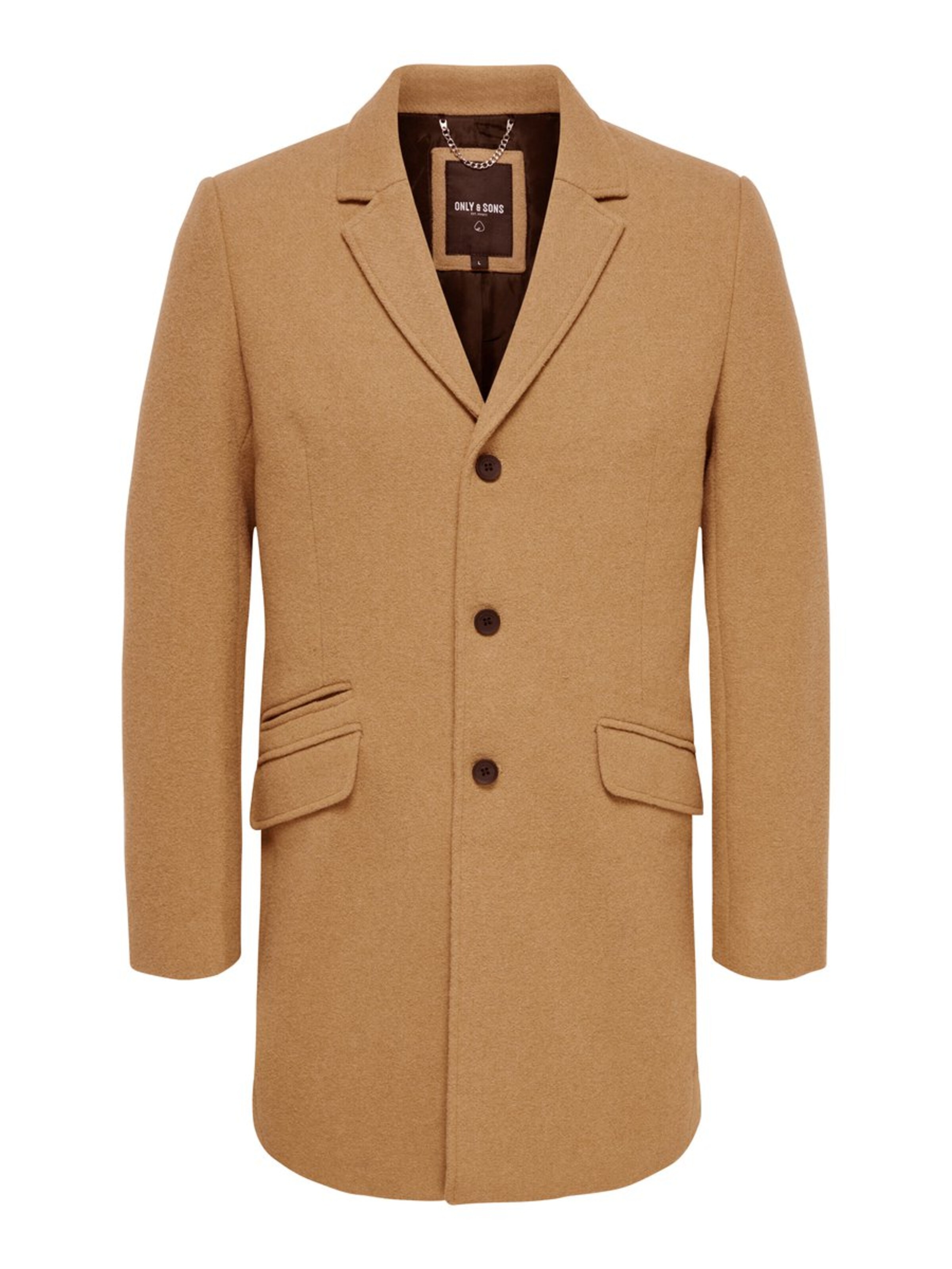 Only & Sons - Tussenjas 'JULIAN SOLID WOOL COAT' in de kleur Camel