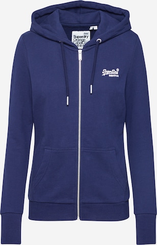 Veste de survêtement Superdry en bleu : devant