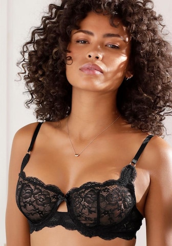 LASCANA Balconette Bra in Black: front