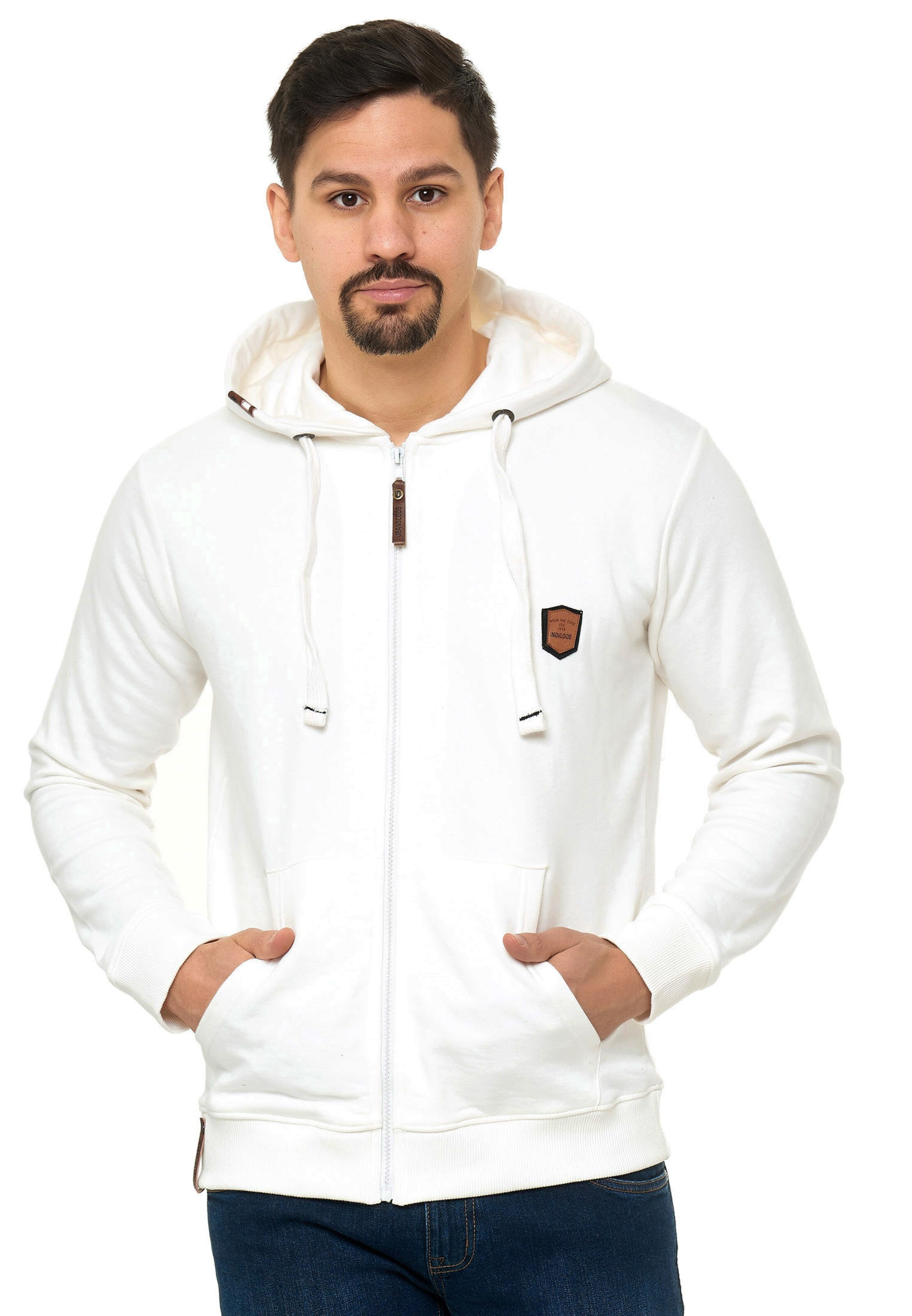 INDICODE JEANS Sweatjacke 'Braidwood' in Weiß: Vorderseite