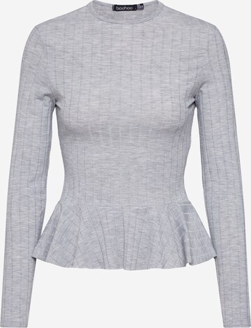 Boohoo - Pullover 'Peplum' em cinzento: frente