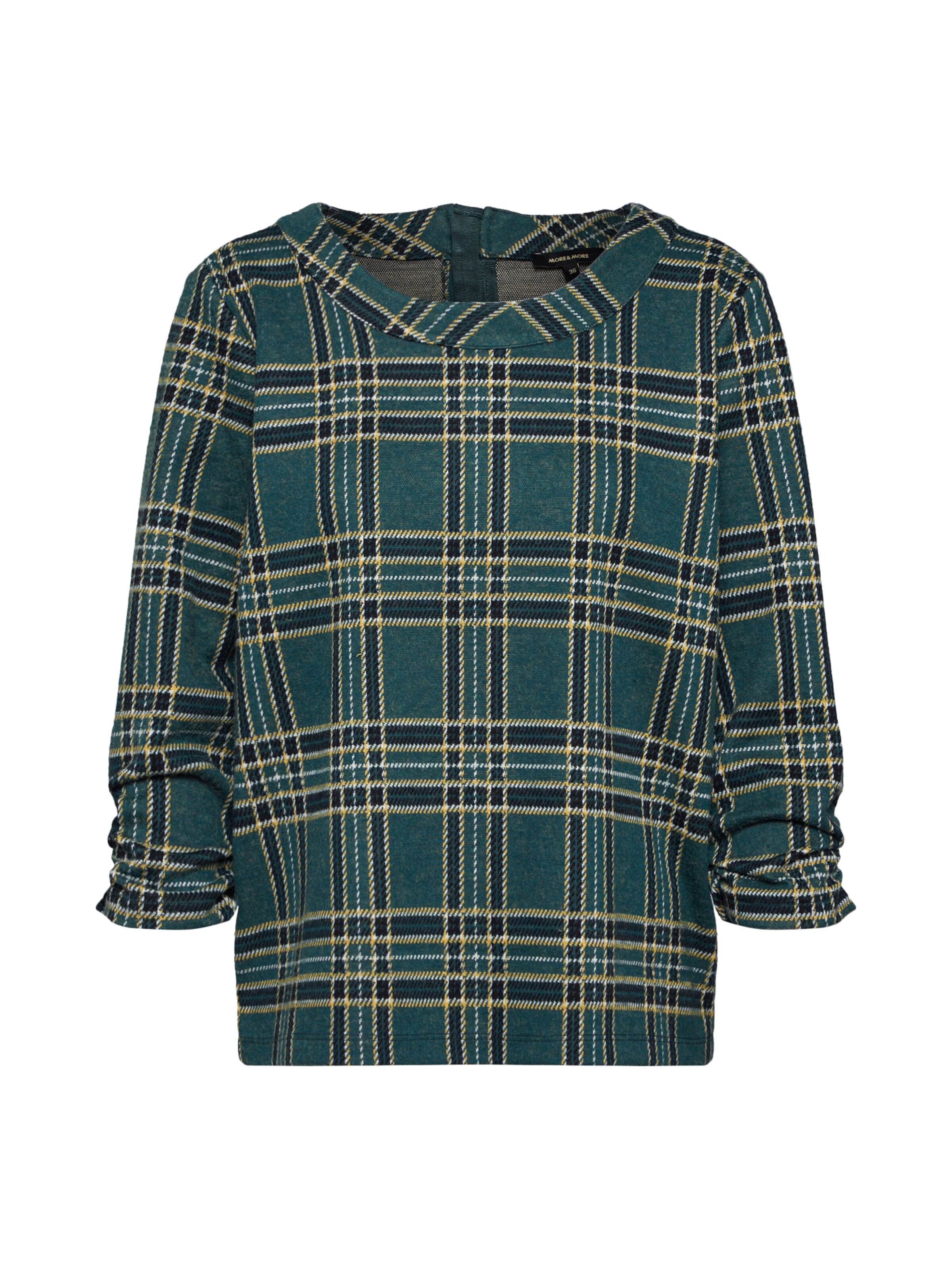 MORE & MORE - Trui 'Check Jacquard' in de kleur Smaragd