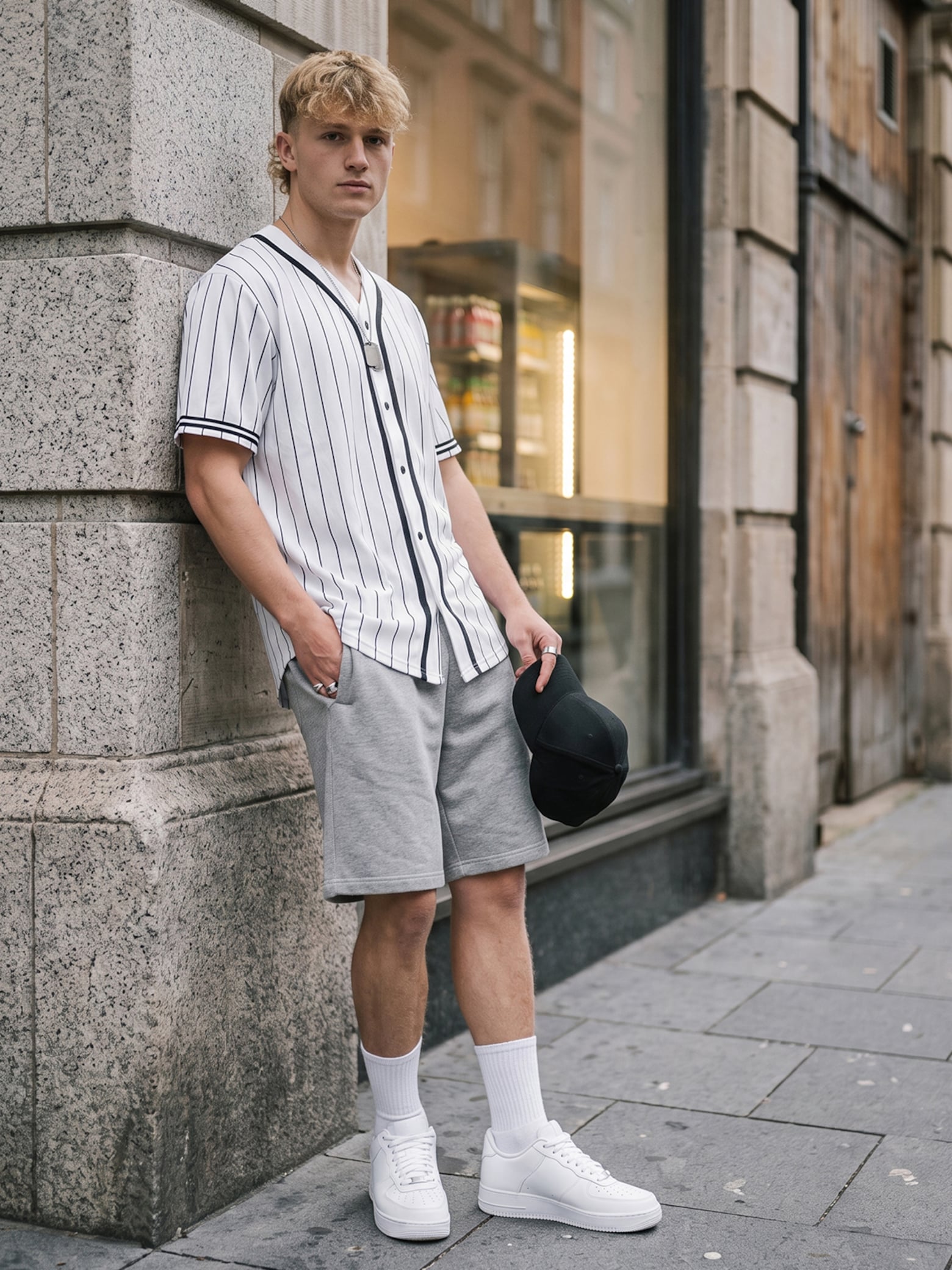 The AY Style Edit - Baseball Jersey & Grey Shorts Look