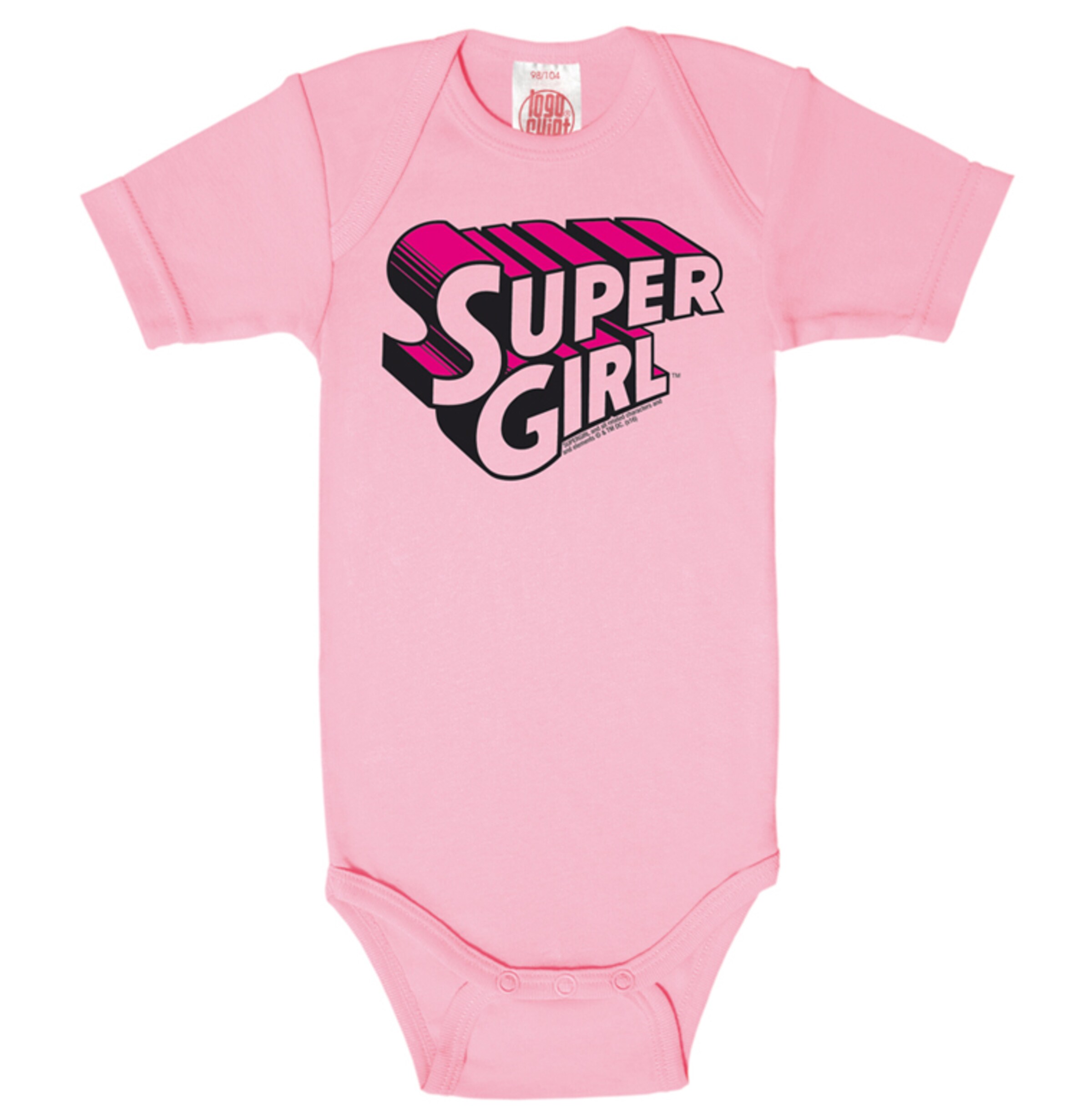LOGOSHIRT Romper/bodysuit 'DC Super Girl' in Pink: front