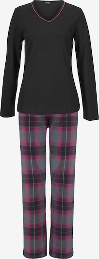LASCANA Pyjama in grau / lila / schwarz, Produktansicht