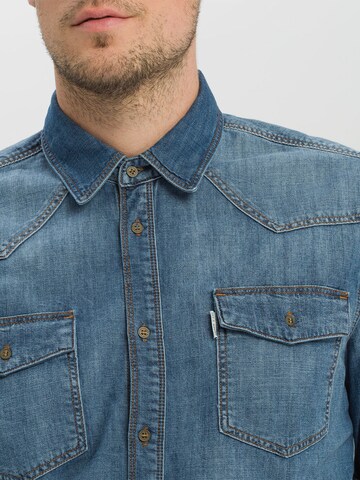 Cross Jeans Regular Fit Hemden (langarm) ' A 208 ' in Blau