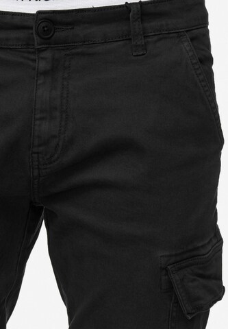 INDICODE JEANS Tapered Cargohose 'August' in Schwarz