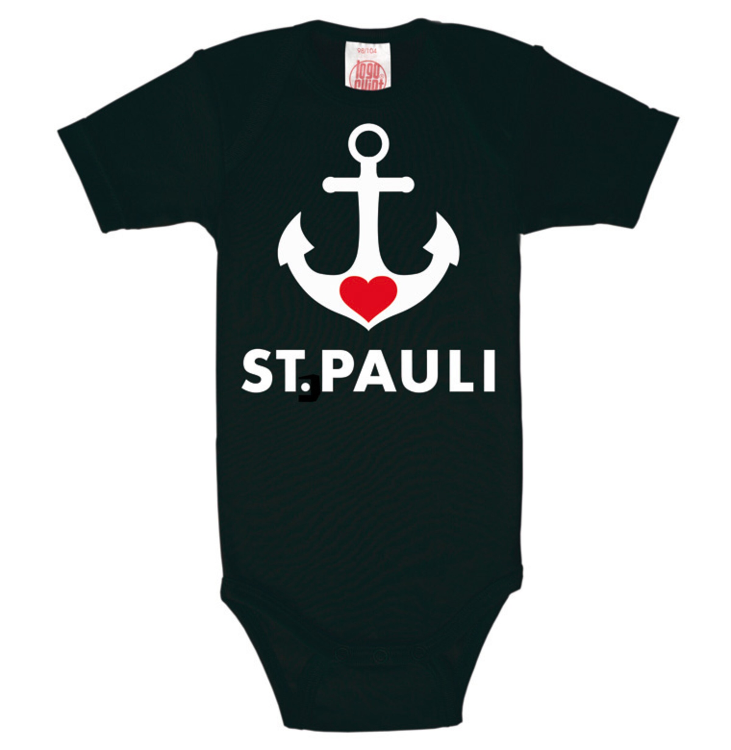 LOGOSHIRT Rompertje/body 'St. Pauli-Print' in Zwart: voorkant