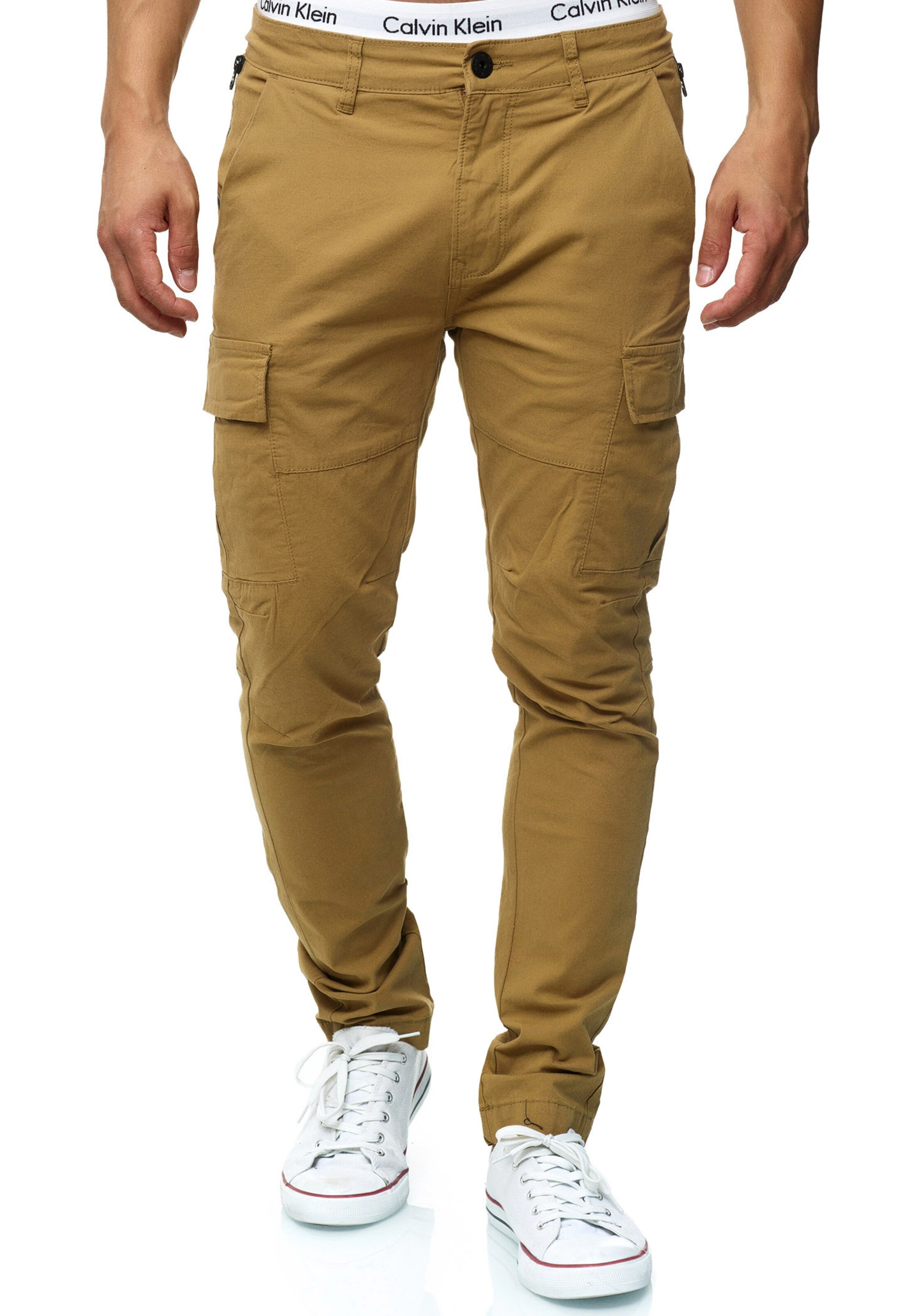 INDICODE JEANS Slimfit Cargohose 'Mathews ' in Beige: Vorderseite