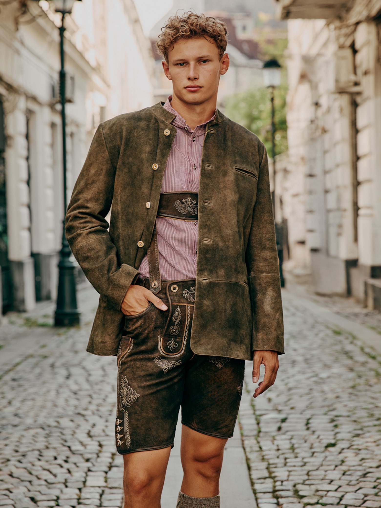 Dominik T - Red Gingham Shirt Trachten Look