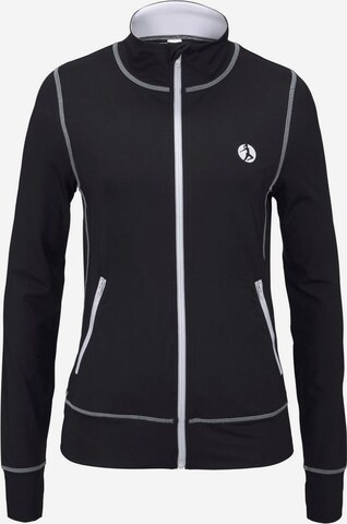 LASCANA ACTIVE Athletic Zip-Up Hoodie in Black: front