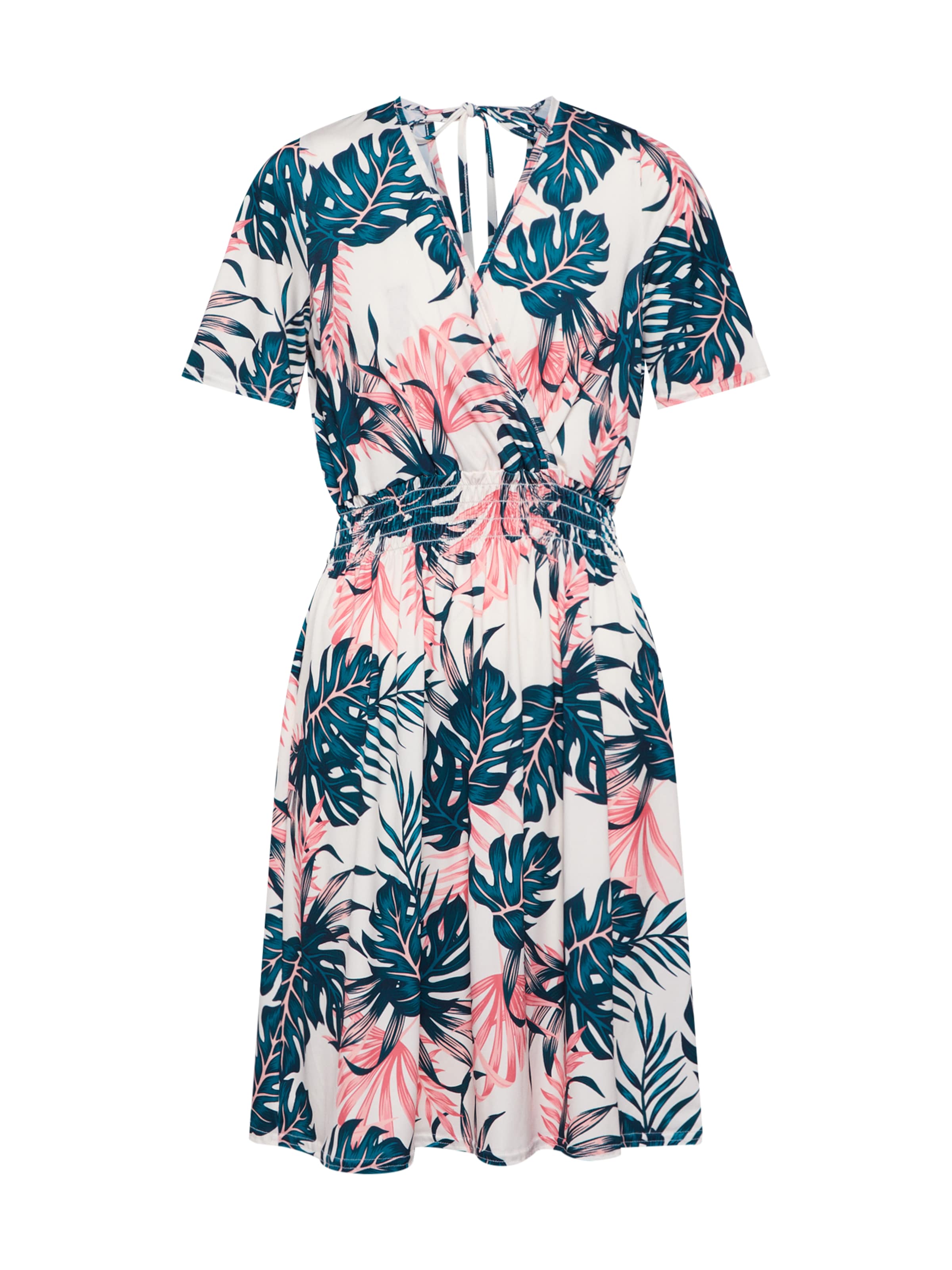 Boohoo - Zomerjurk 'Leaf Print Wrap Front Dress with Back Tie Detail' in de kleur Smaragd