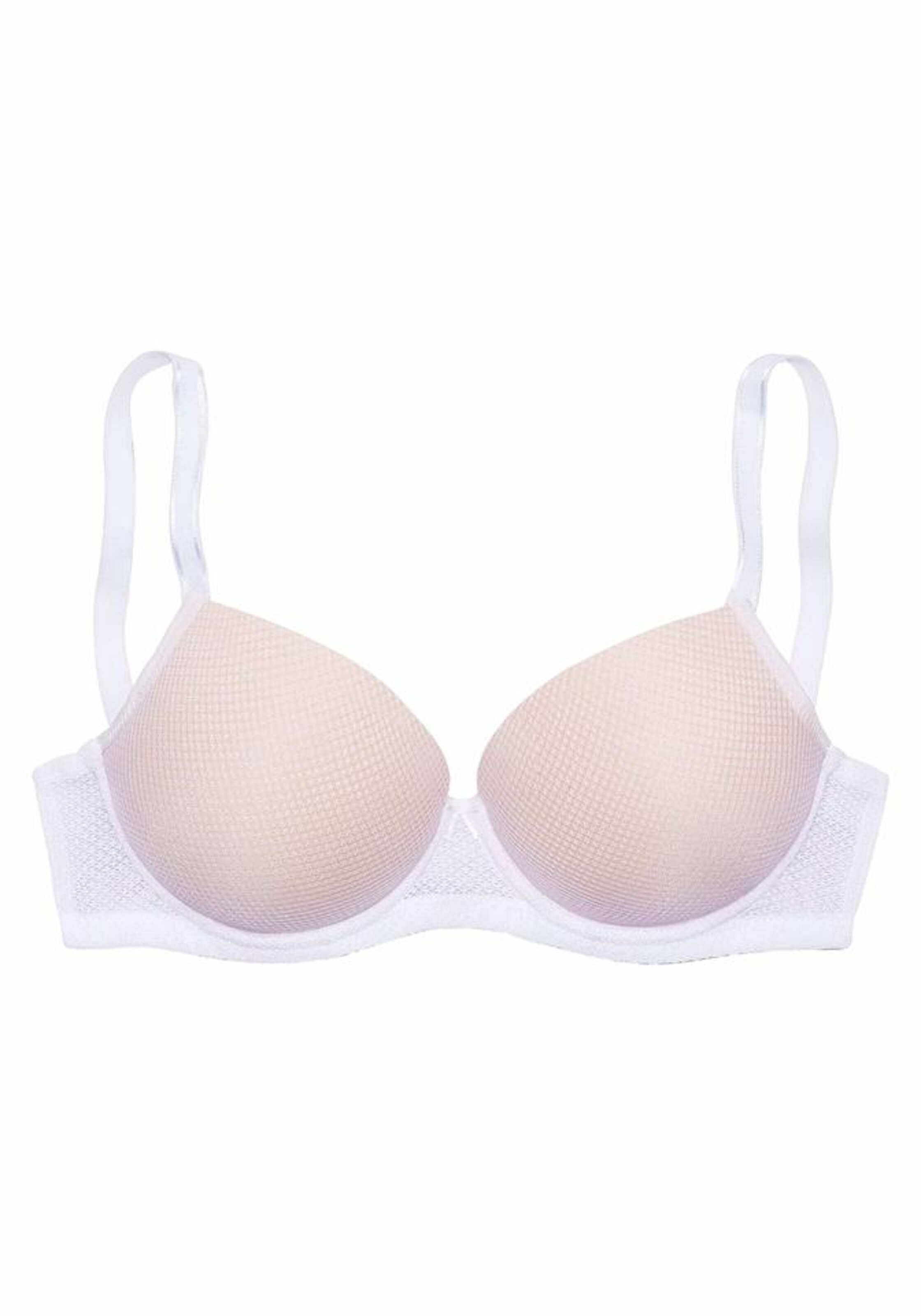 LASCANA - Spacer-T-Shirt-BH 'Invisible Pink' in weiß