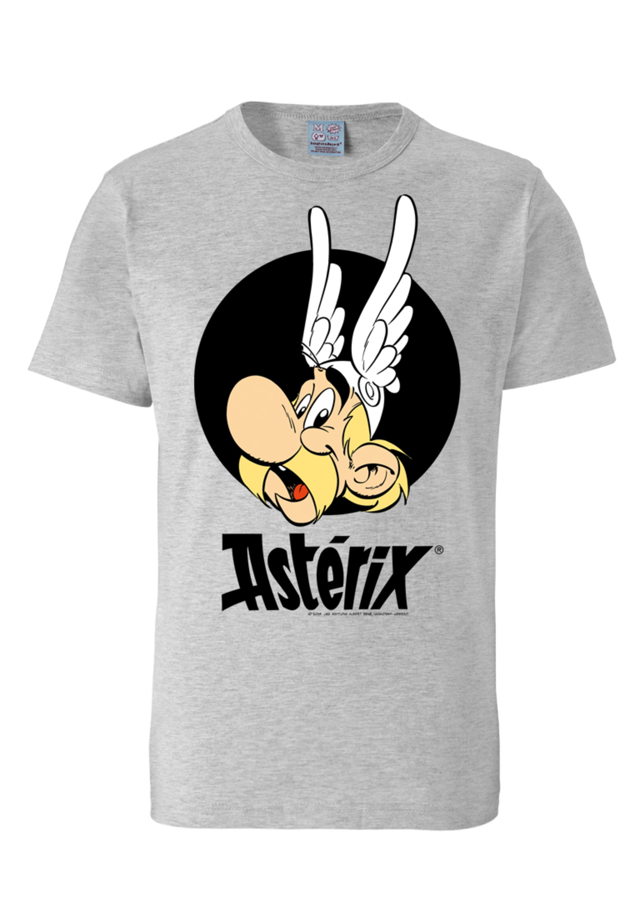 LOGOSHIRT Shirt 'Asterix' in Grey: front