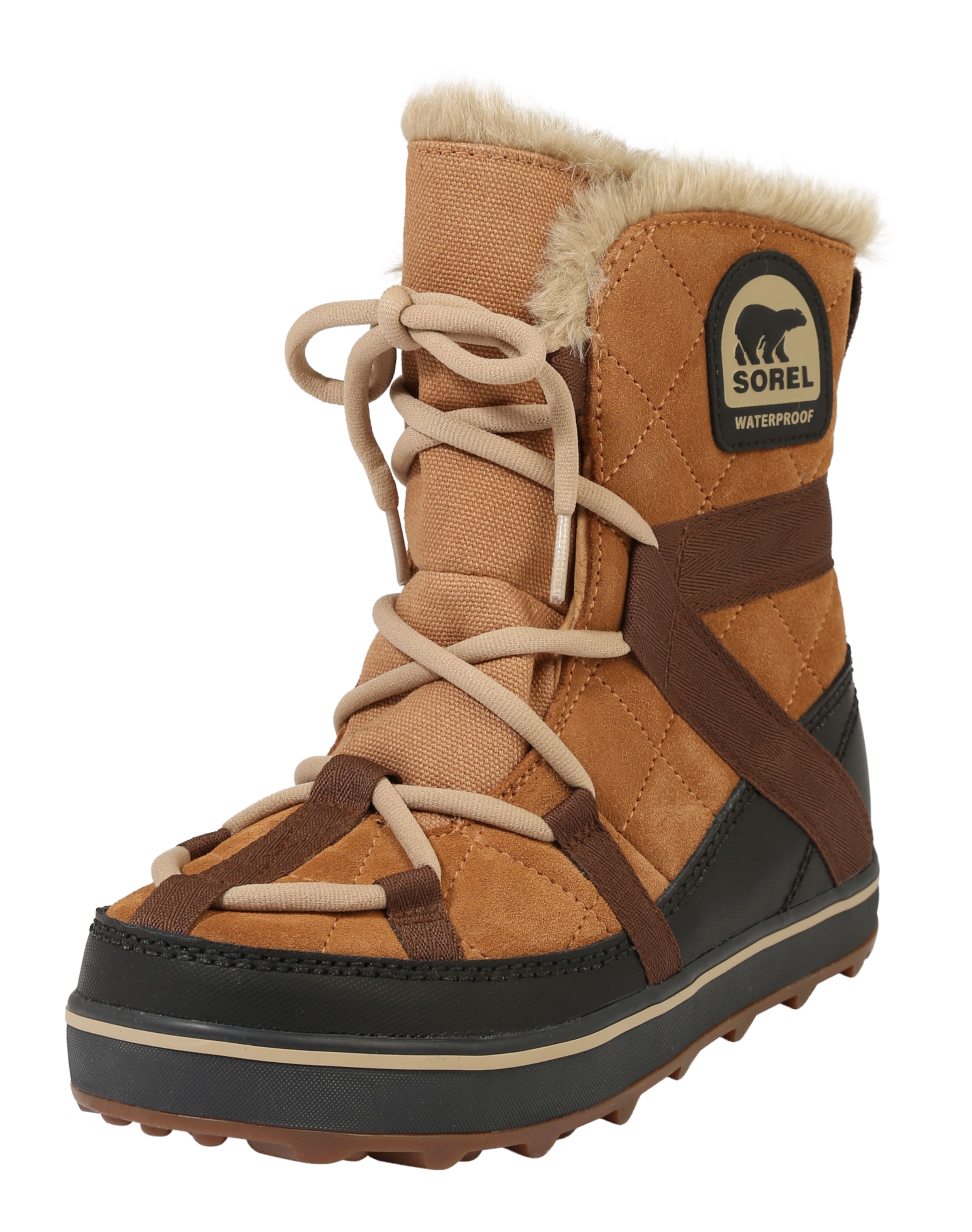 SOREL - Snowboots 'Glacy Explorer' in de kleur Camel