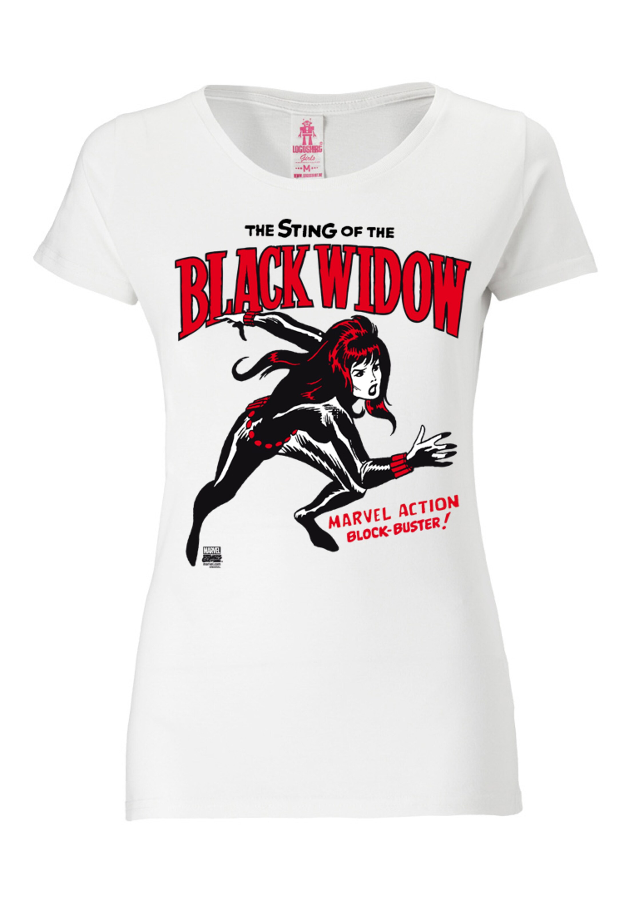LOGOSHIRT Shirt 'Black Widow' in Wit: voorkant
