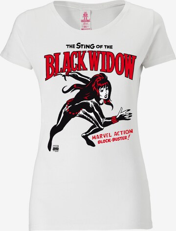 LOGOSHIRT T-Shirt 'Black Widow' in Weiß: predná strana