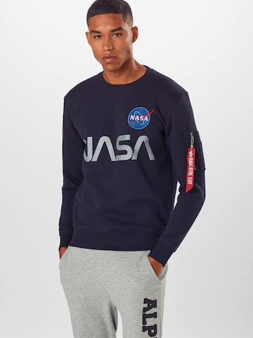 Felpa 'Nasa' di ALPHA INDUSTRIES in blu: frontale