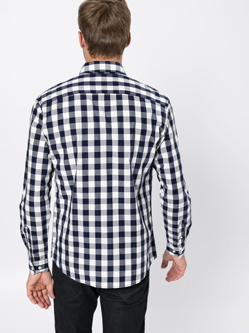 JACK & JONES Slim fit Overhemd 'JJEGINGHAM SHIRT L/S' in Blauw: terug