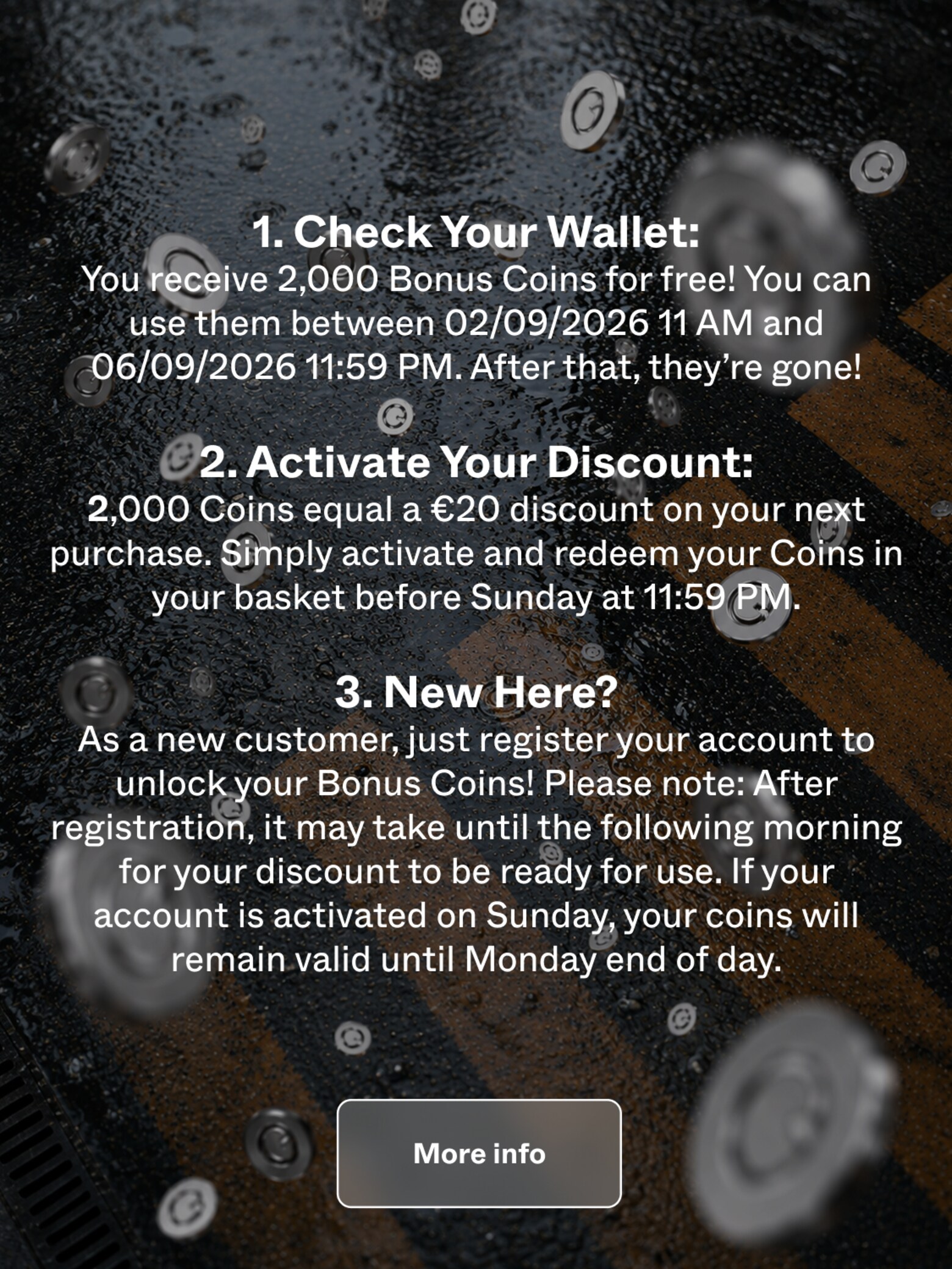We flooded your wallet with 2,000 free Coins Let It Rain Coins