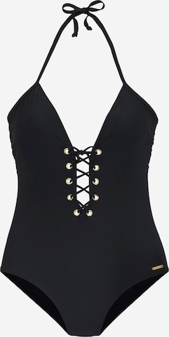 BRUNO BANANI Bustier Badpak in Zwart: voorkant