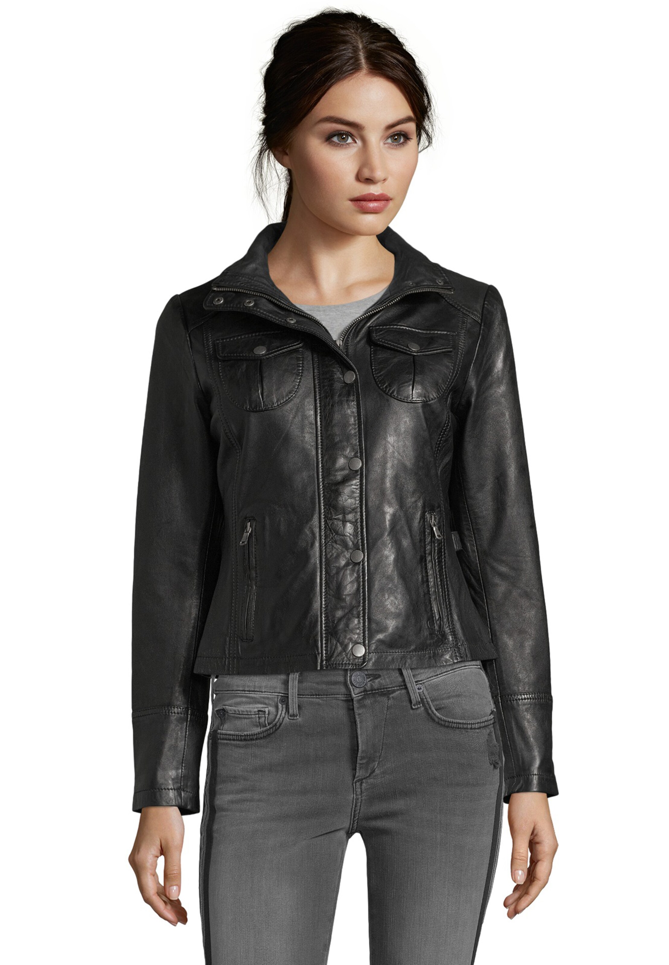 7ELEVEN Bikerjacke in Schwarz: Vorderseite