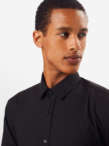 HUGO - Slim Fit Camisa 'Elisha 02' em preto