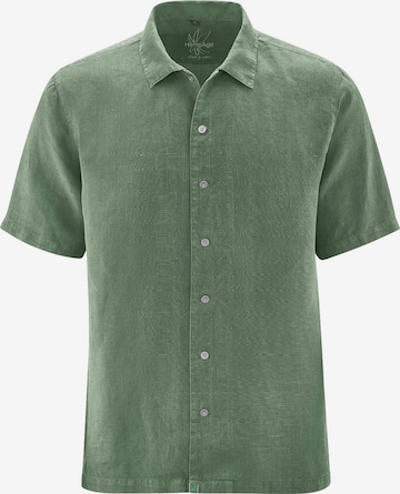 HempAge Regular fit Button Up Shirt ' Shortsleeve ' in Green: front