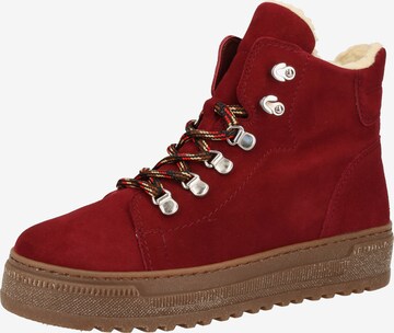GABOR Lace-Up Ankle Boots in Red: front
