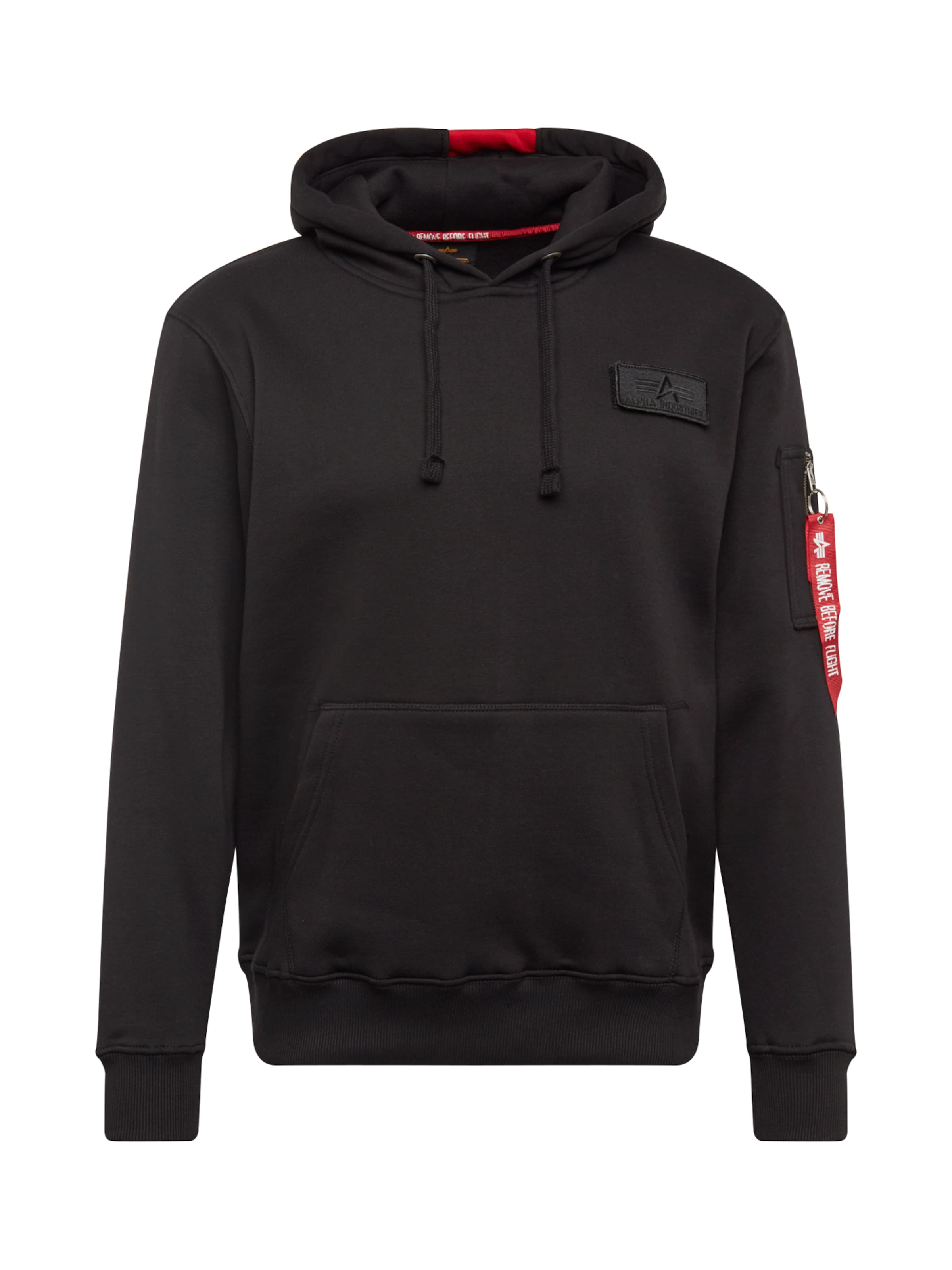 ALPHA INDUSTRIES Regular fit Sweatshirt 'Red Stripe' in Black: front