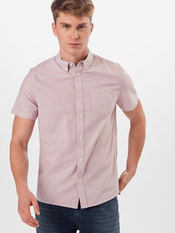 BURTON MENSWEAR LONDON Slim fit Button Up Shirt in Pink: front