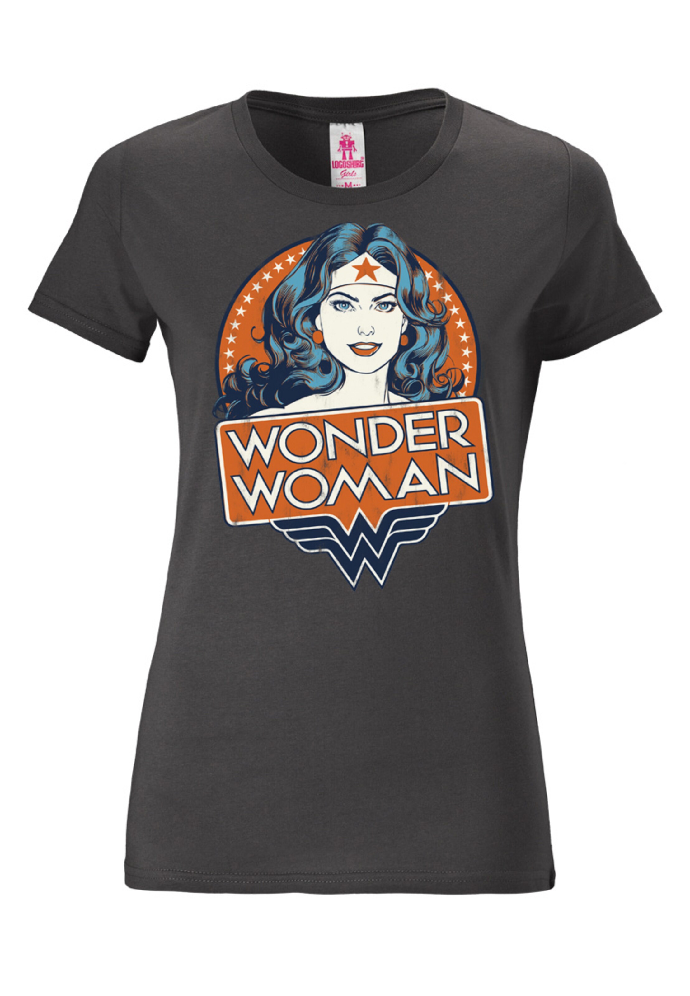 LOGOSHIRT Shirt 'Wonder Woman' in Grijs: voorkant