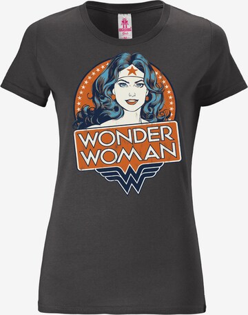 LOGOSHIRT T-Shirt 'Wonder Woman' in Grau: predná strana