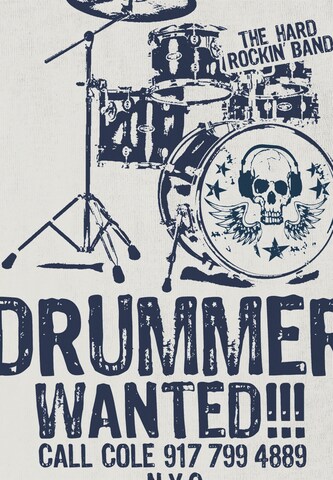 LOGOSHIRT Rompertje/body 'Drummer Wanted' in Wit