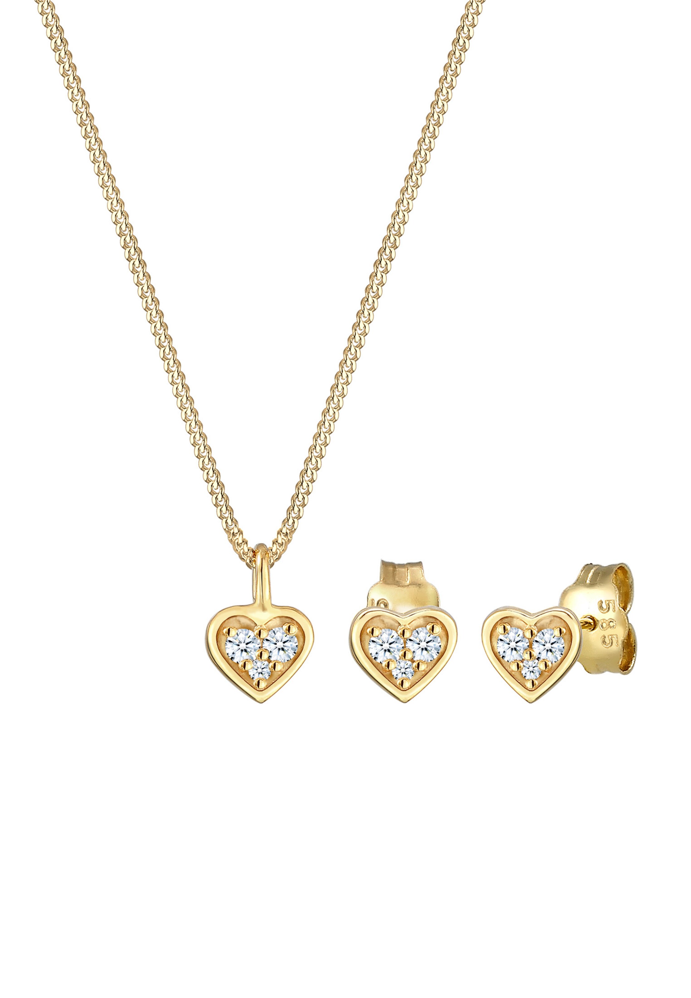 Elli DIAMONDS Schmuckset 'Herz' in Gold: Vorderseite